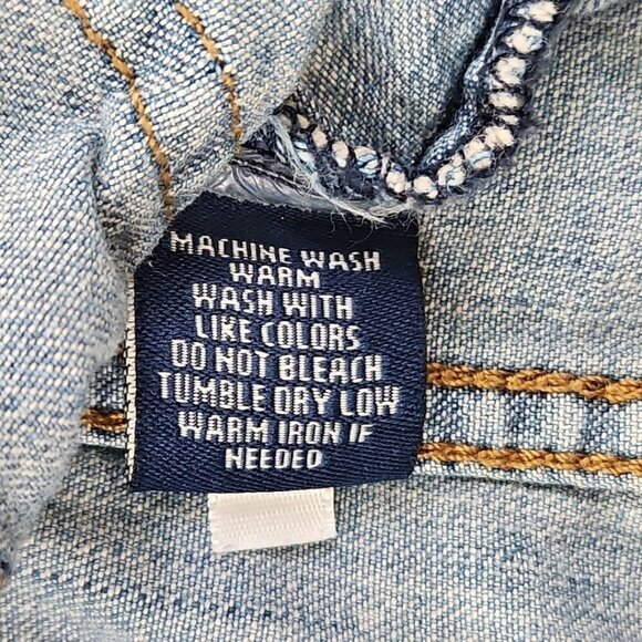 Chaps Denim Shacket Women's L Metal Logo Buttons Vintage EUC 4 Pockets Jacket - Picture 8 of 16